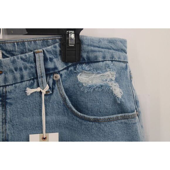 Good American High Rise Distressed Raw Hem Crop Jeans Indigo113 Women 14/32 NWT - Picture 5 of 10